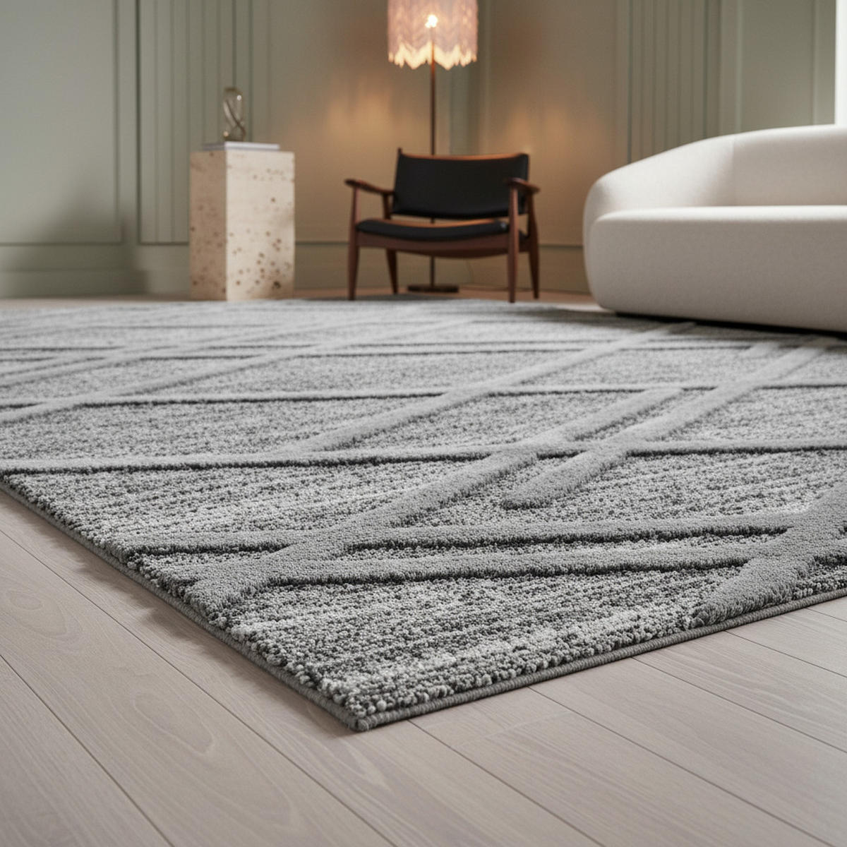 TEPPICH 3D-Effekt Bohemian Skulptural Waschbar Esszimmer Strapazierfähig Grau 80x150 cm Flur – EISACK - Grau, Textil (80/150cm) - KADIMA DESIGN