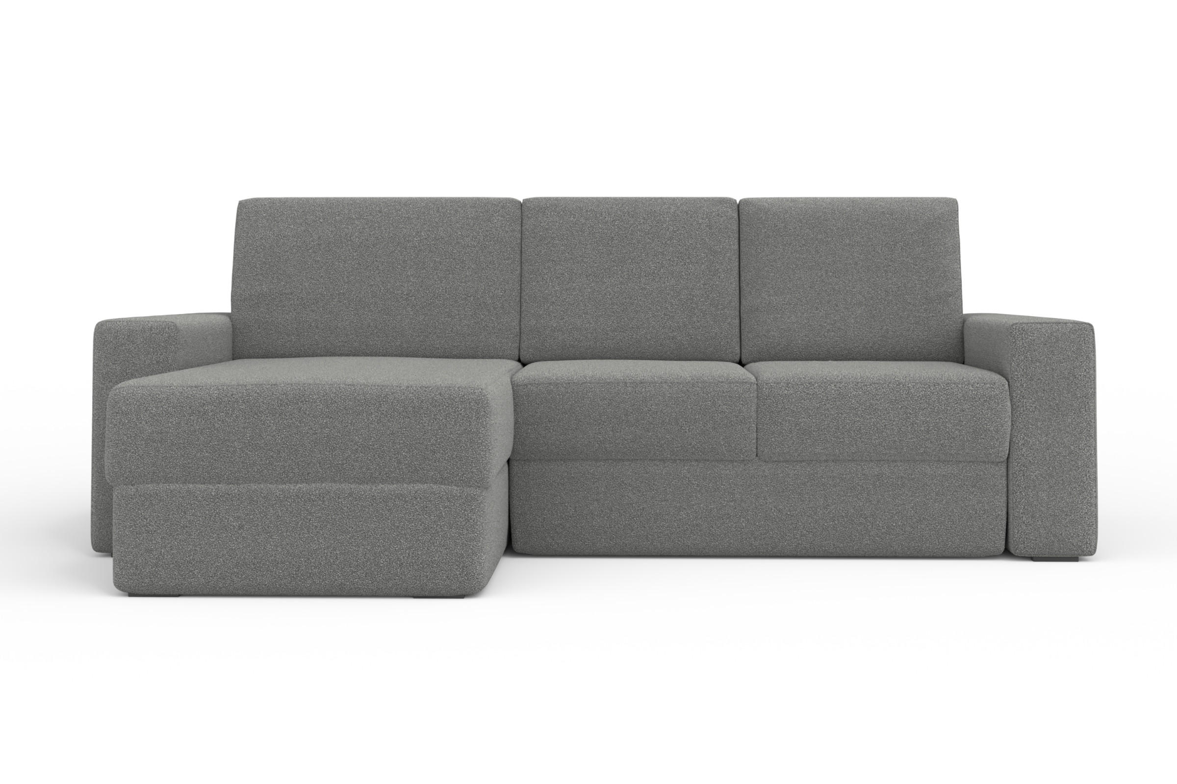 ECKSOFA TOCO L 240x145 cm in Boucle Dunkelgrau links - Creme, Holz/Holzwerkstoff (240/145cm) - Deine Möbel 24