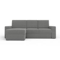 ECKSOFA TOCO L 240x145 cm in Boucle Dunkelgrau links - Creme, Holz/Holzwerkstoff (240/145cm) - Deine Möbel 24