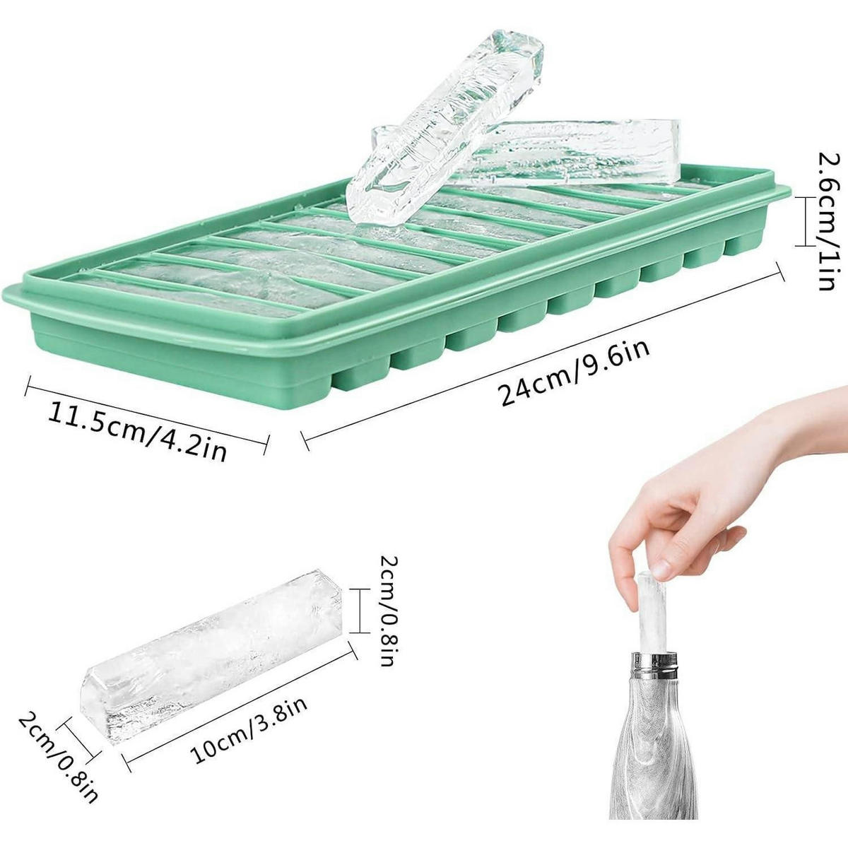 EISWÜRFELFORM 2-teiliges Set Silikon Grün - Grün, Kunststoff (10.7/2.6/24cm)