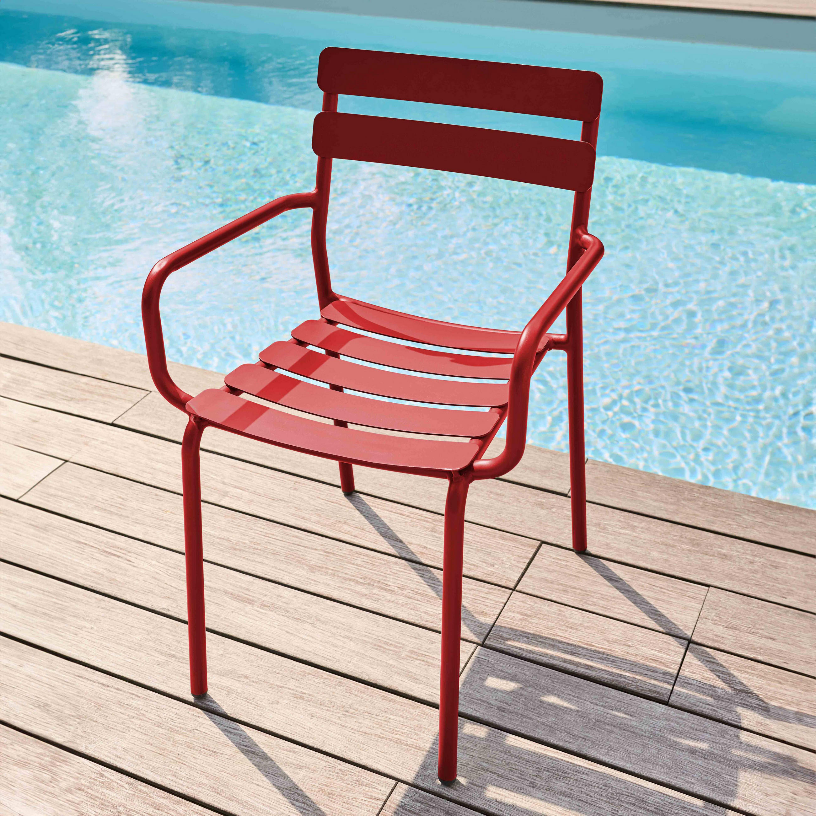 GARTENSTUHL aus Aluminium, Dunkelrot - Rot, Metall (46/84/55cm) - Oviala
