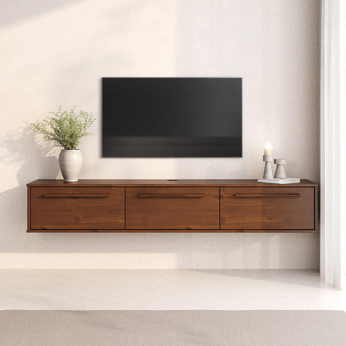 LOWBOARD TECCA Kastanie - Kastanienfarben, Holz (180/30/34cm) - IDIMEX