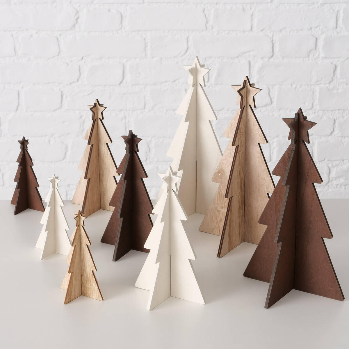 TANNENBÄUME Karl 12-25 cm, 3er-Set - Multicolor/Weiß, Holzwerkstoff (15/25cm)