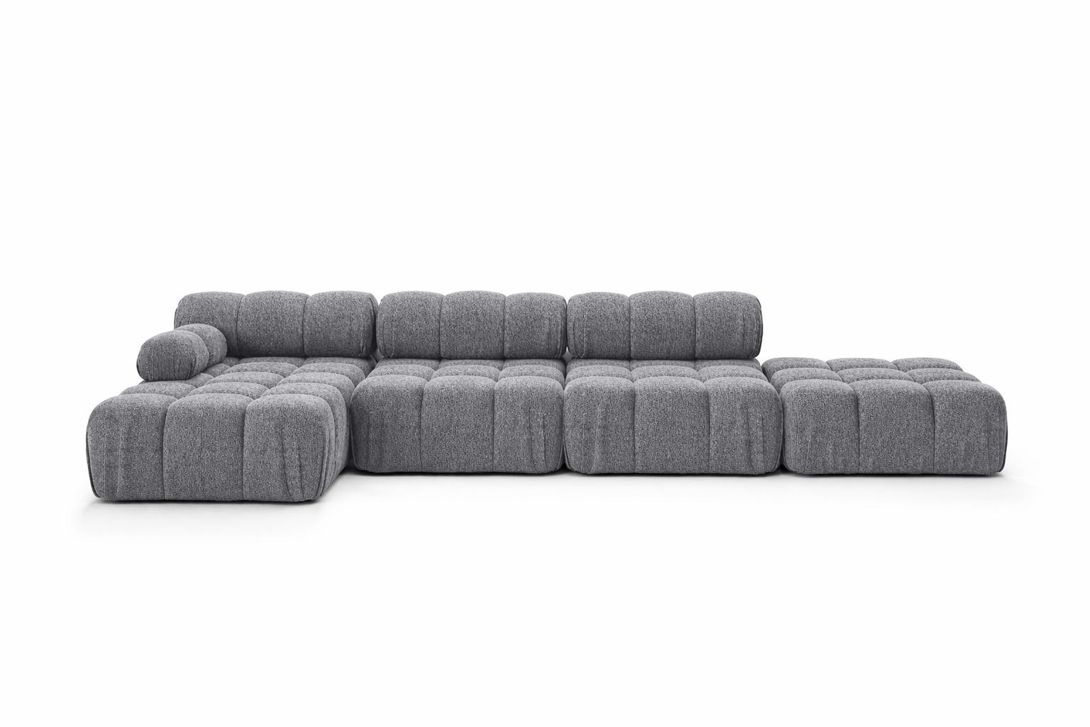 ECKSOFA L-Form XL, Stoff Bouclé Abriamo, Dunkelgrau, Links, Selia L XL - Dunkelgrau, Holz (380/160cm) - Kaiser Möbel