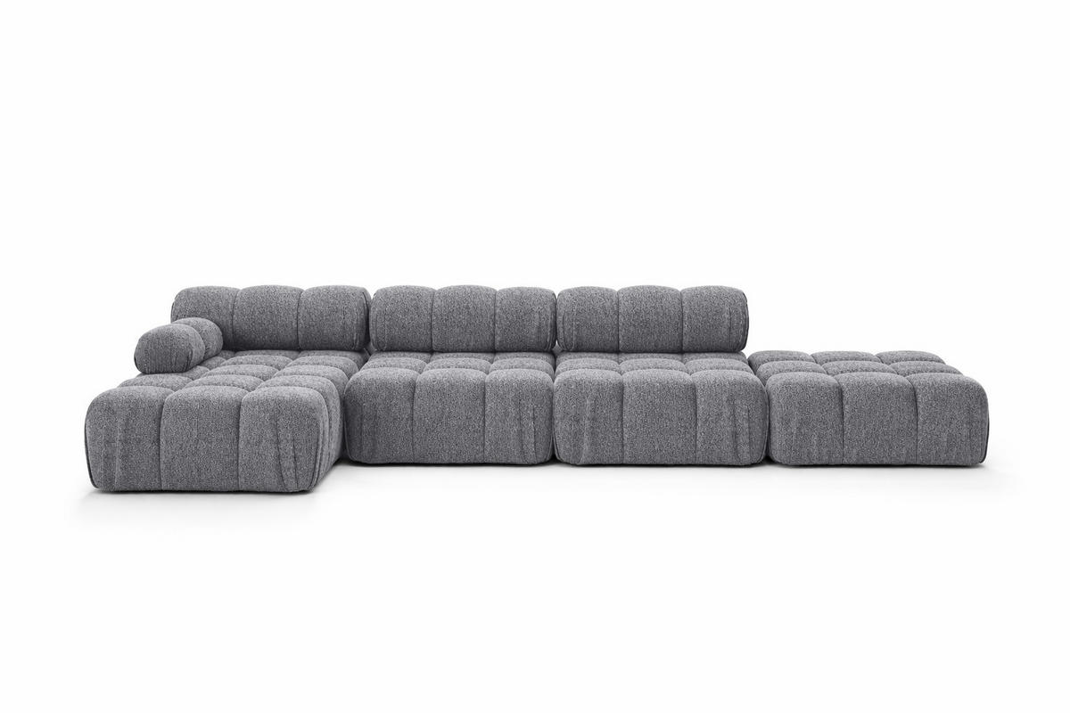 ECKSOFA L-Form XL, Stoff Bouclé Abriamo, Dunkelgrau, Links, Selia L XL - Dunkelgrau, Holz (380/160cm) - Kaiser Möbel