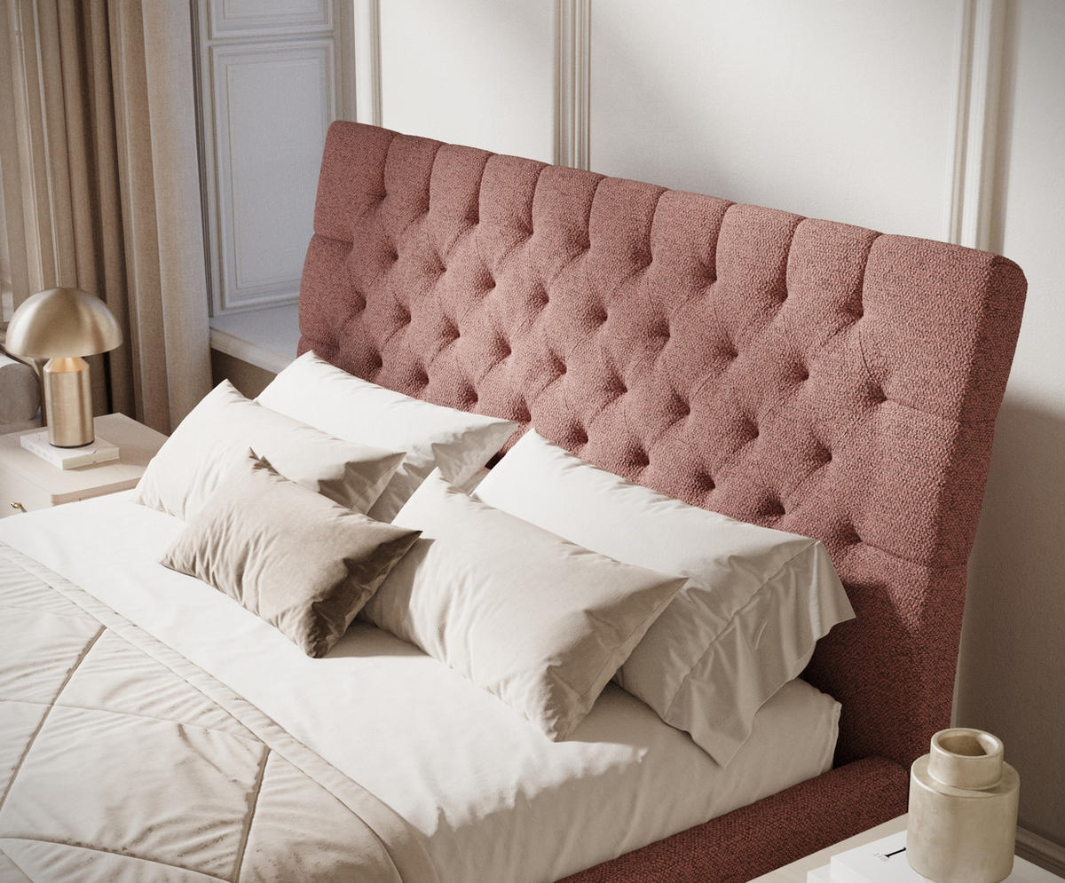 POLSTERBETT Vezzola Rosa 140/200 cm im Webstoff - Pink/Naturfarben, Holz/Holzwerkstoff (140/200cm) - Maison de Reve
