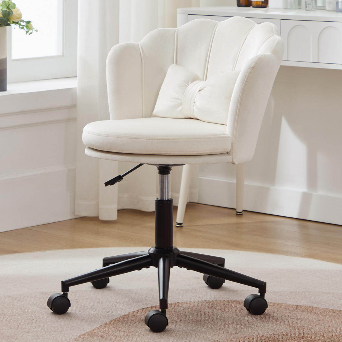 DREHSTUHL Höhenverstellbar, Samt, Beige - Ecru, Textil (62/73/55cm) - Kaket