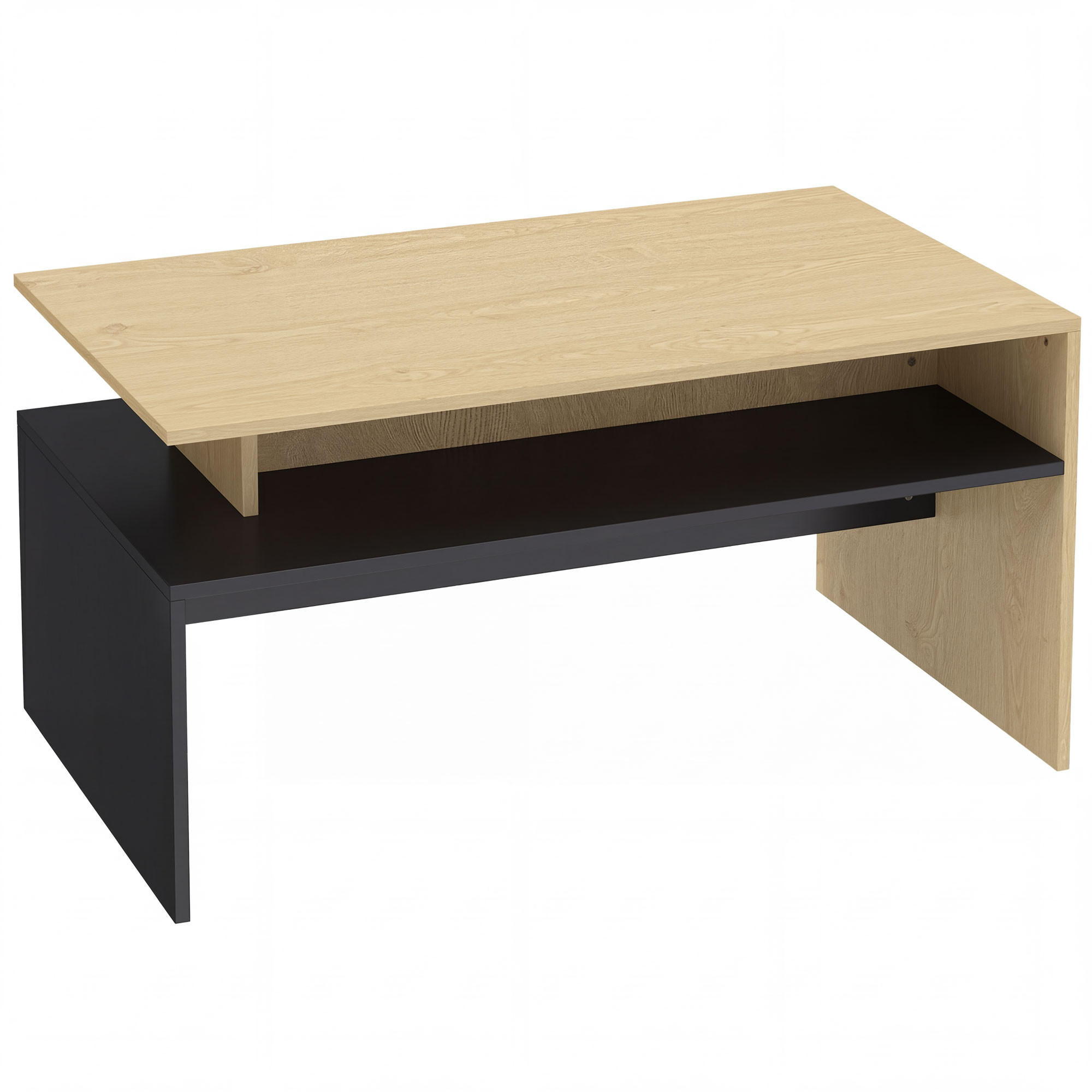 XXXLutz Couchtisch Schwarz, Natur 55x50x95 cm
