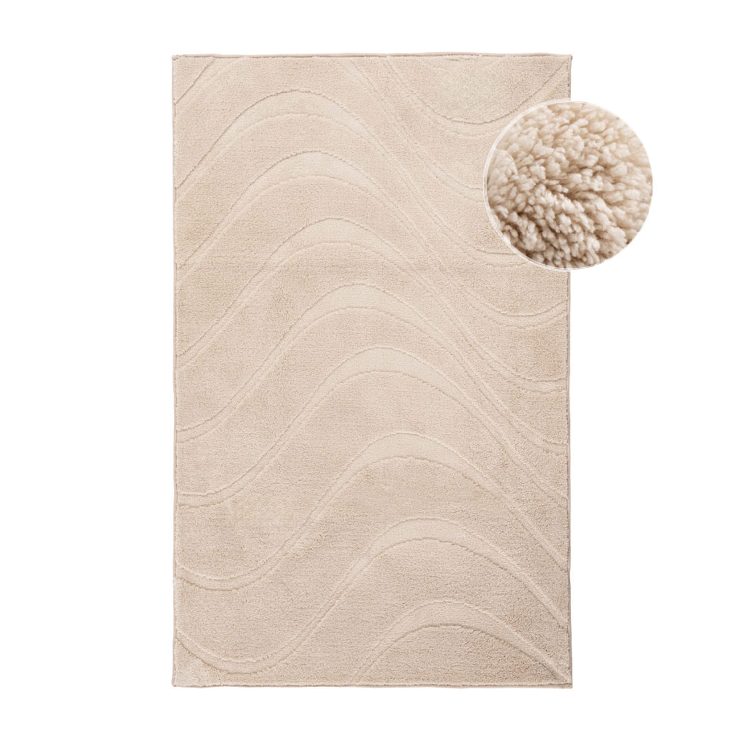 BADTEPPICH Waschbar Bath Waves 400 Beige 40x60 cm - Beige, Textil (40/60cm) - carpet city