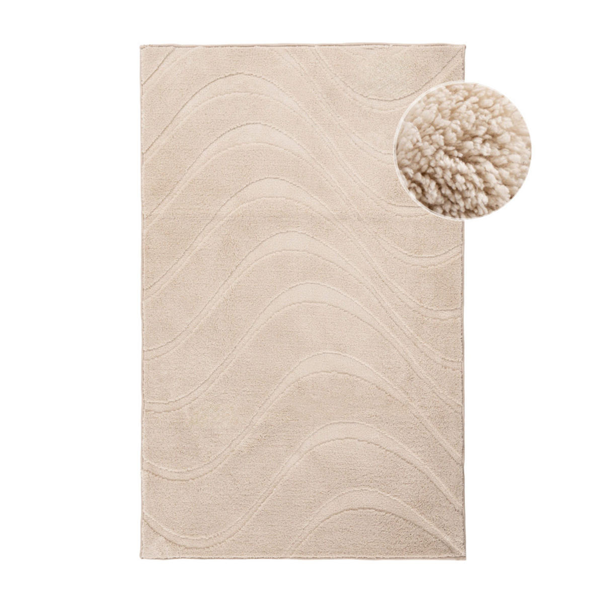 BADTEPPICH Waschbar Bath Waves 400 Beige 40x60 cm - Beige, Textil (40/60cm) - carpet city