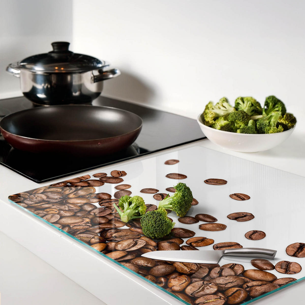 GLASPLATTE 60x52 cm Kaffeebohnen - Braun, Glas (60/0.4/52cm) - TULUP