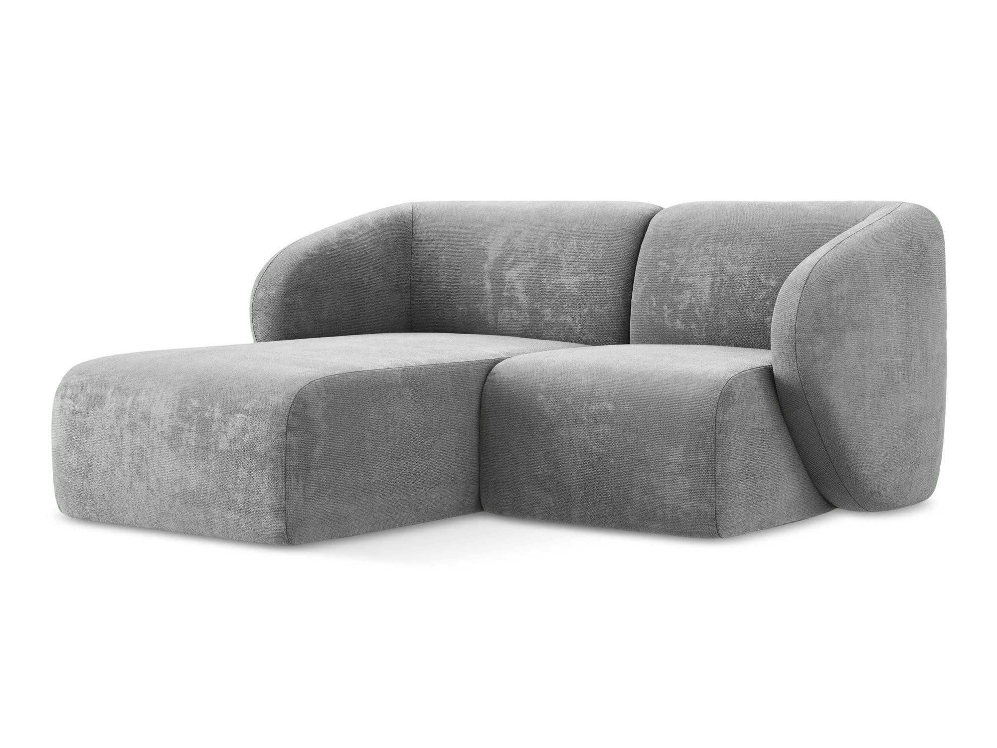 ECKSOFA Links Chenille Stoff Grau - Schwarz/Grau, Holzwerkstoff/Kunststoff (178/166cm) - Makamii