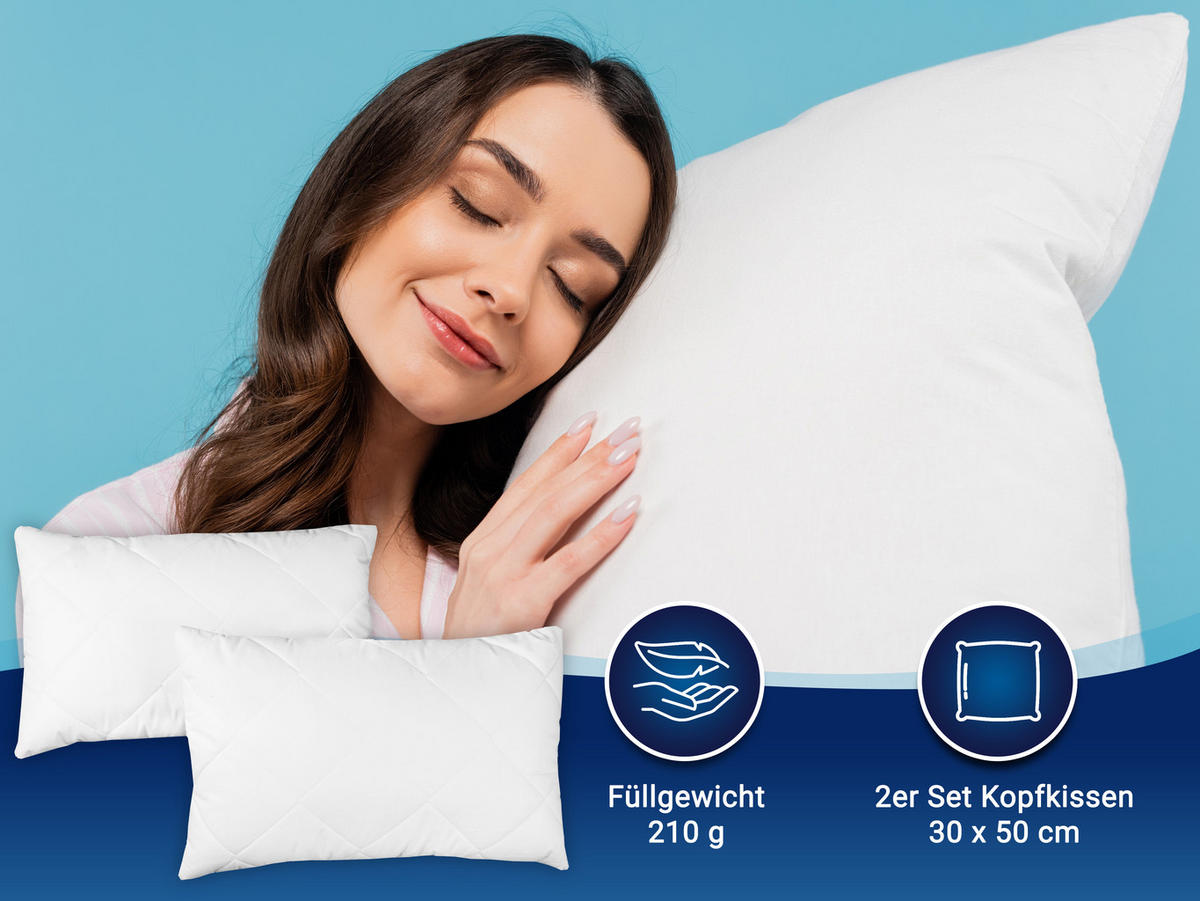 KISSEN, 2er-Set, 30x50 cm, 50% Polyester, 50% Baumwolle, Weiß - Weiß, Textil (30/50cm) - Zollner