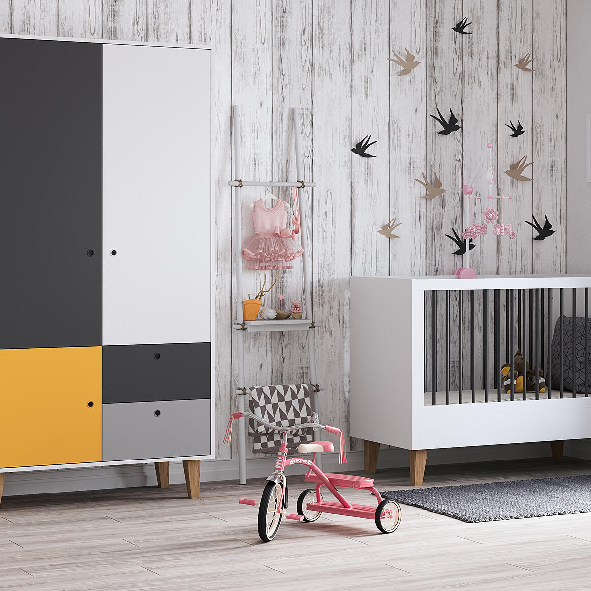 BABYZIMMER 2-teilig gelb - Gelb, Holzwerkstoff (144.5/97/75cm) - Petits-meubles