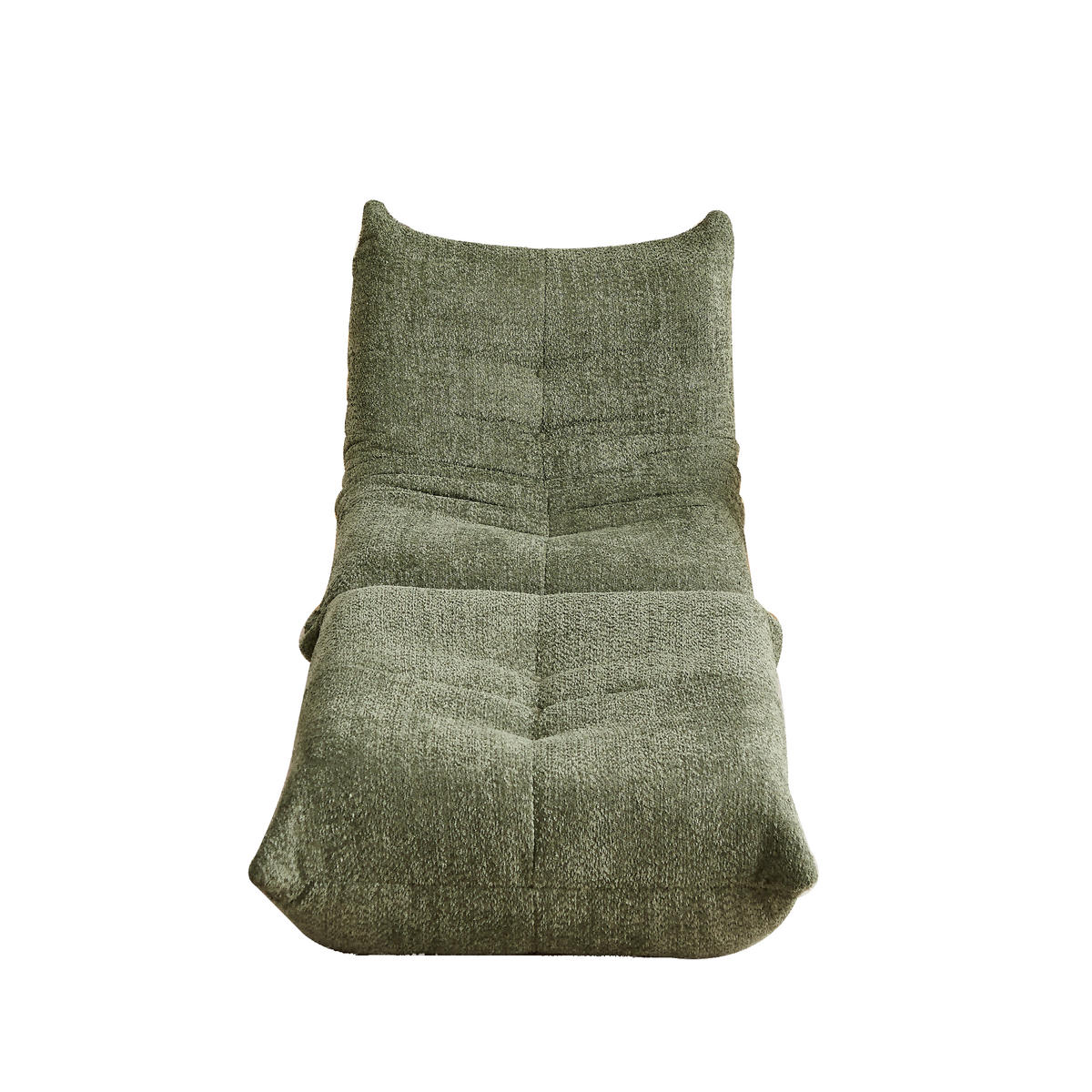 SESSEL Chenille Stil mit Fußhocker & ergonomisch - Grün, Textil (94/71/185cm) - Urban Meuble