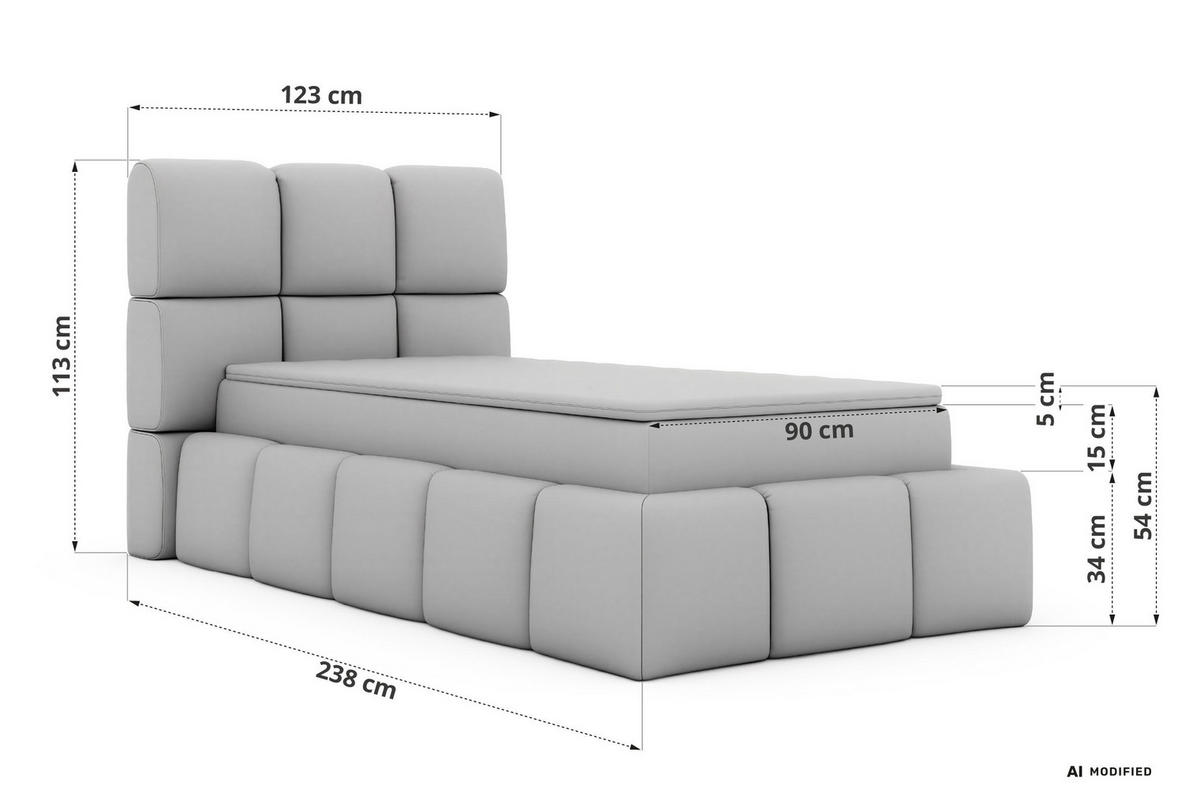 BOXBETT NIRA 90/200 - Beige Velvet - Topper T25 - H4 - Beige/Schwarz, Kunststoff/Textil (90/200cm) - MKS
