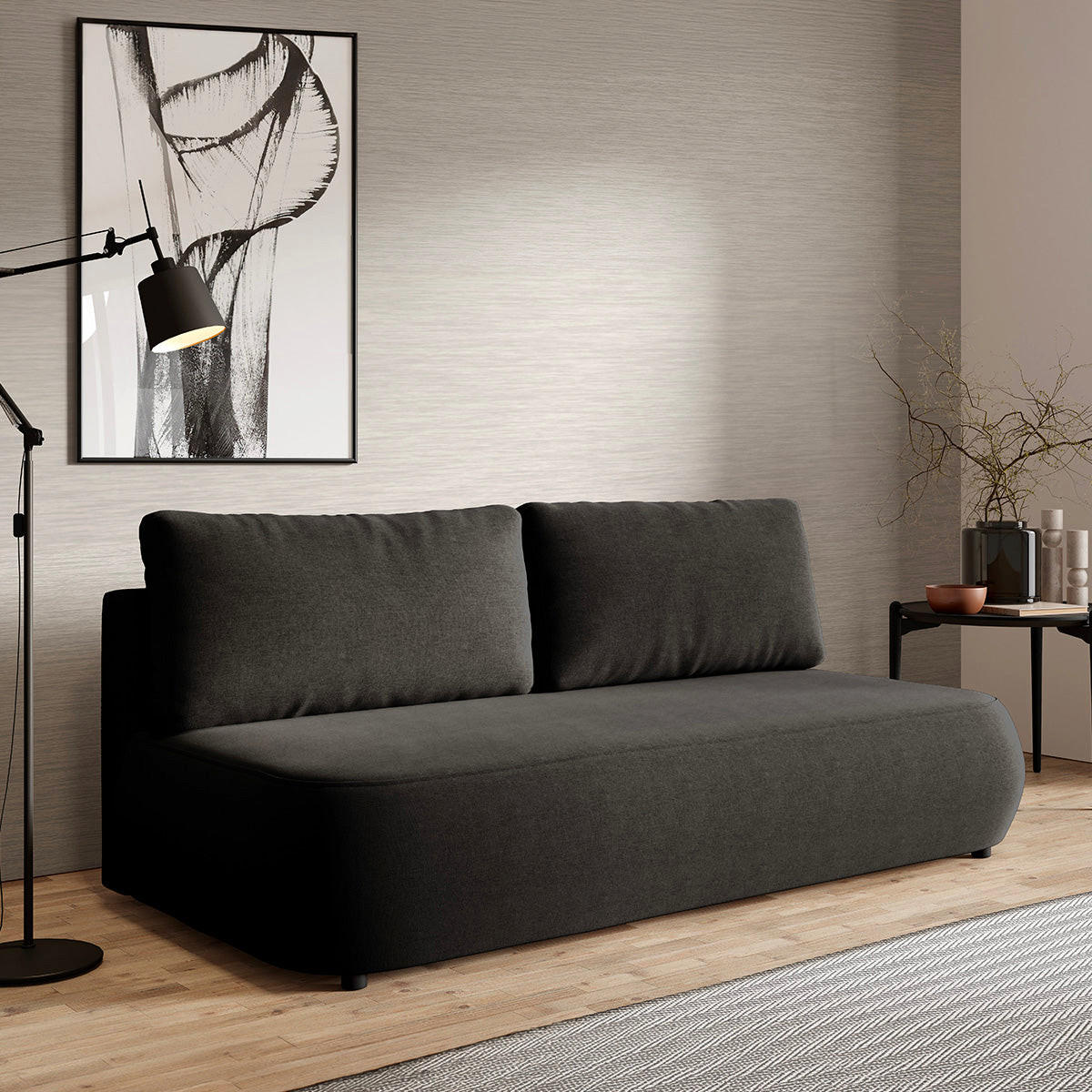 SOFA Antonio 3 Sitzplätze Schwarz - Schwarz, Holz (210/82/106cm) - Petits-meubles