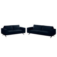 POLSTERGARNITUR (3-2) - Samt - Dunkelblau, Textil (1/1/1cm) - home24