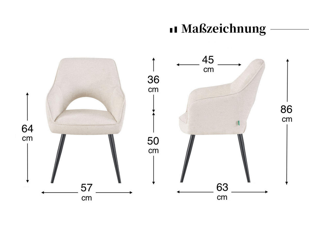 ESSZIMMERSTUHL THOMAS-RAYA 2er-Set 4-Fuss-Gestell - Schwarz/Grau, Textil (57/86/63cm) - DUBI Möbel