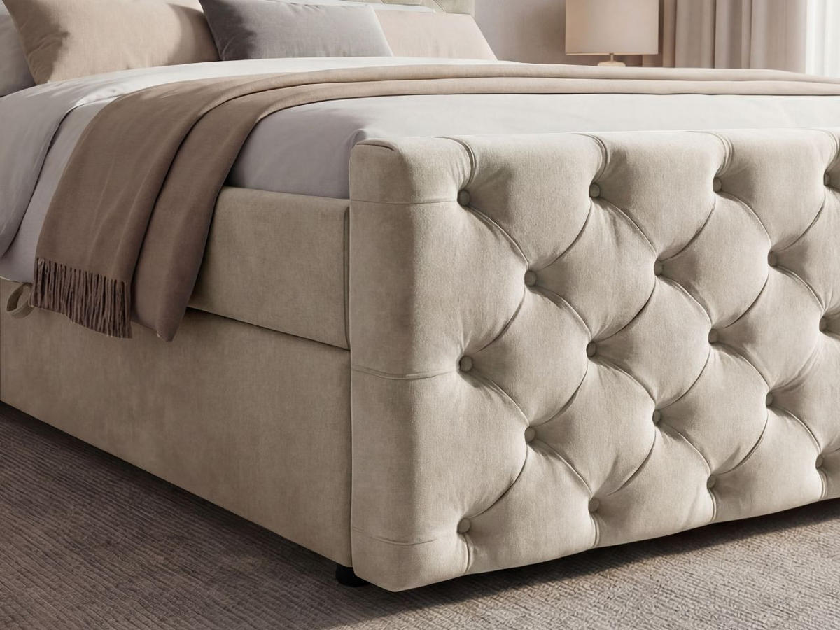 BOXBETT Montego 180x200 Creme - Creme, Holz/Textil (180/200cm) - Graingold