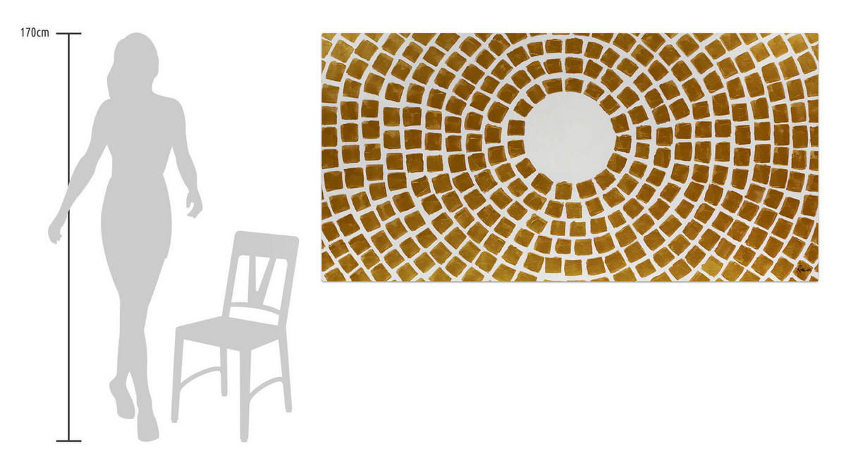 ÖLGEMÄLDE XXL Gold 200/100 cm - Goldfarben/Weiß, Holz/Textil (6.68/100cm) - KUNSTLOFT