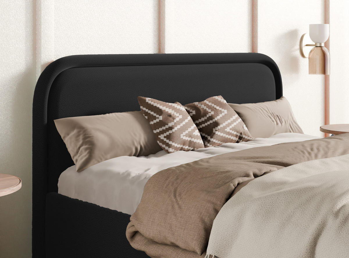 POLSTERBETT Juko 160x200 cm, Schwarz - Schwarz, Textil (160/200cm) - Fedve