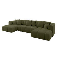 WOHNLANDSCHAFT Ottomane Links CLOUD-U-v1 414x180x40 Grün Bouclé - Grün, Holzwerkstoff/Kunststoff (414/90/180cm) - ALTDECOR