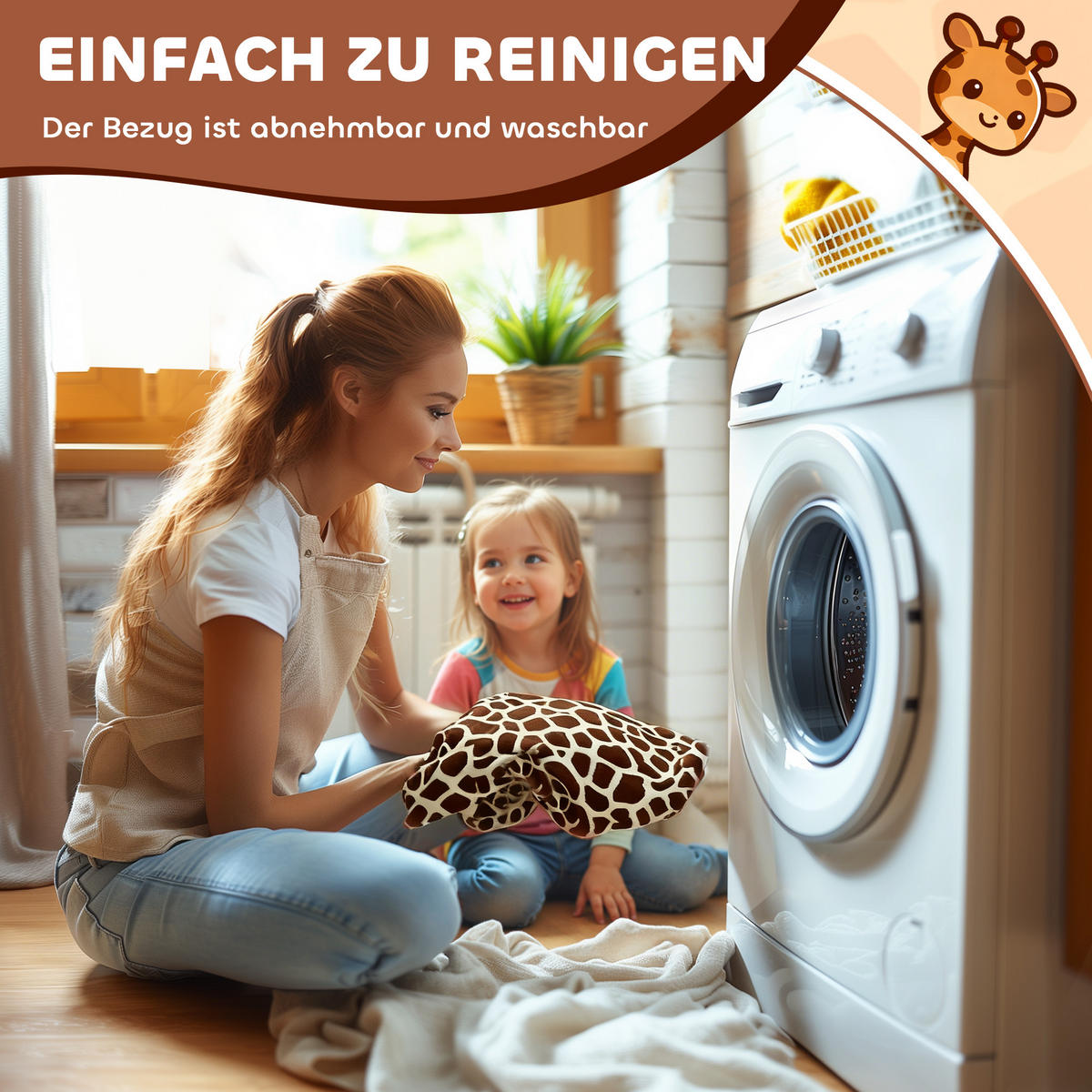 KINDER Elektroauto in Giraffenform 6V Kinderfahrzeug mit Musik Fußpedal Braun - Braun, Textil (74/34/51cm) - AIYAPLAY