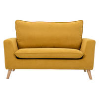 SOFA Skandinavisch Senfgelber Stoff Samteffekt Helles Holz 2-Sitzer JONAS - Gelb, Textil (129/82.5/81cm) - Miliboo