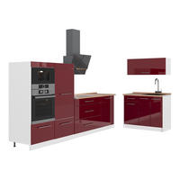 KUHINJA Fame-Line, Bordo rdeča barva visokega sijaja/Bela, 380 cm, DP Hrast - bela/bordo, leseni material (380/153.6/60cm) - Vicco