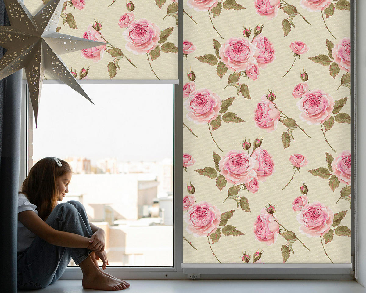 VNÚTORNÁ roleta - okenná roleta - roleta - 130x140 cm - Ruže - pink, plast (130/140/0.5cm) - TULUP