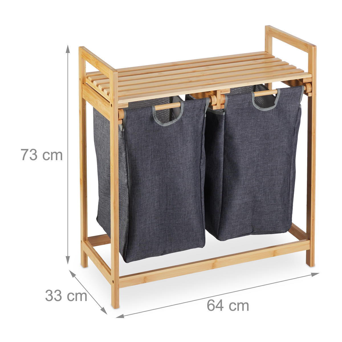WÄSCHEKORB - Multicolor, Holz/Textil (64/73/33cm) - Relaxdays