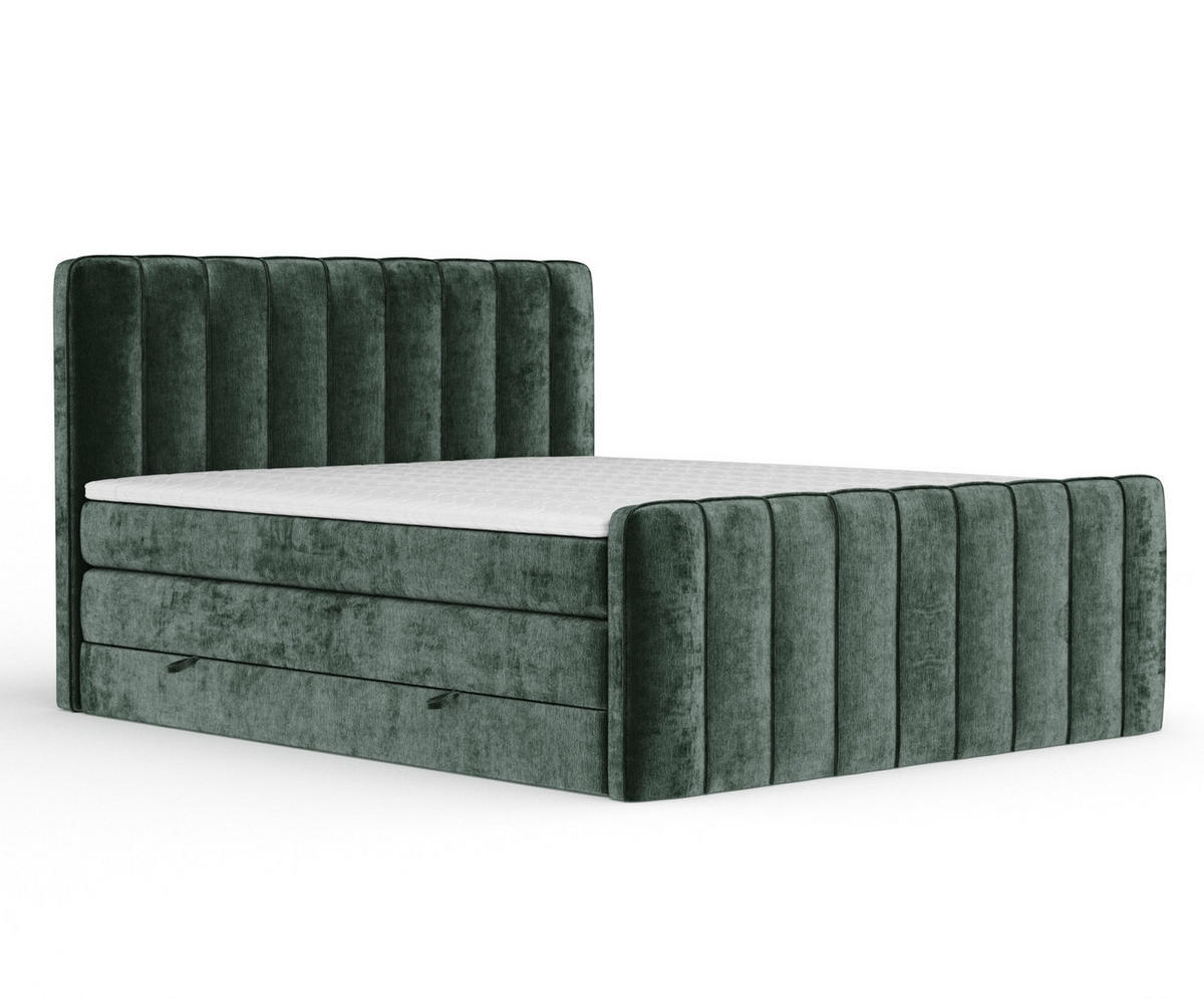 BOXSPRINGBETT Novara Grün 140/200 cm - Schwarz/Grün, Holz/Holzwerkstoff (140/200cm) - Maison de Reve