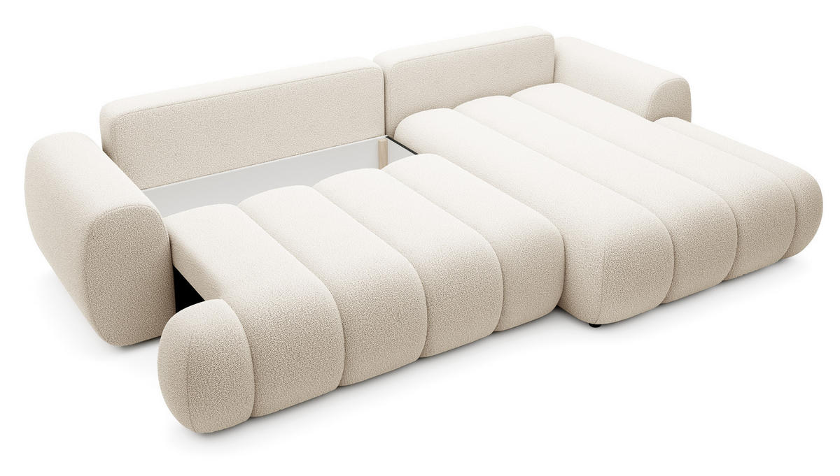 ECKSOFA mit Bettkasten Puro 270 cm, Rechts, Creme - Creme, Holz (168/272cm) - Emporius