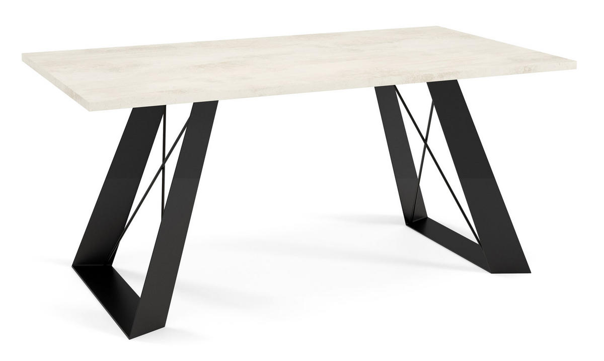 COUCHTISCH Satis Chromix Weiß / Schwarz 110 / 60 / 50cm - Ecru/Schwarz, Holz/Holzwerkstoff (60/110/50cm) - Feldmann-Wohnen