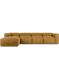 ECKMODULSOFA-LINKS BUFFO 6-Sitzer mit extrem weicher Sitzfläche, Kordstoff, gelb - Gelb, Textil (377/180cm) - KONSIMO®