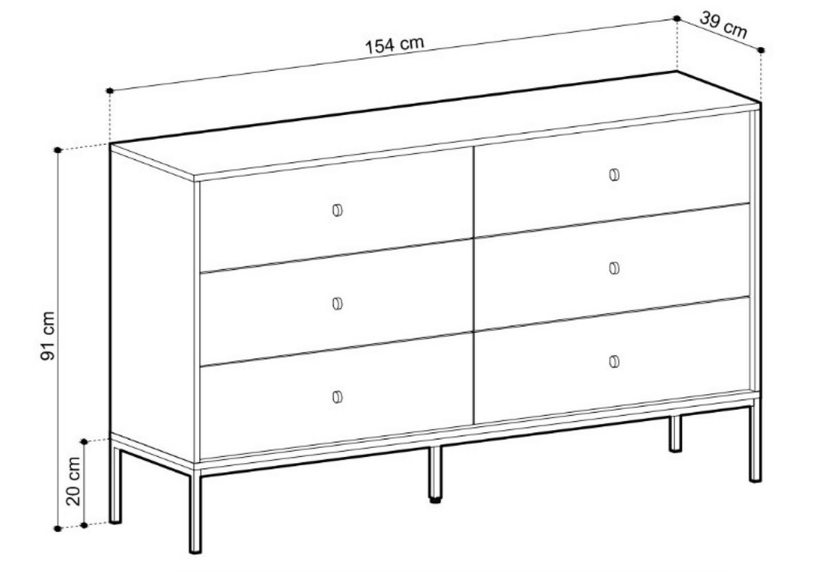 SIDEBOARD Beige MONAKO MKS154 Mit Schubladen Schwarzer Rahmen - Beige, Holzwerkstoff (154/91/39cm) - Sepro Meble
