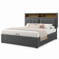 POLSTERBETT mit Matratze und Stauraum 140x200 cm Leinen Grau - Grau, Metall (140/200cm) - Beauniv