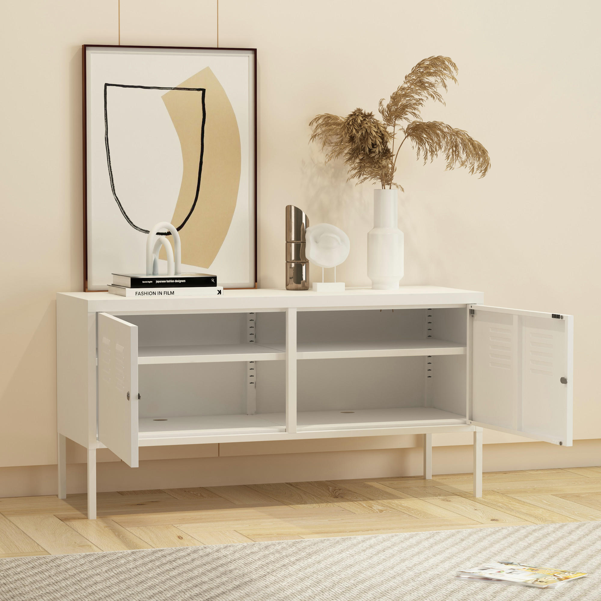 Thumbnail - [en.casa] Sideboard, Weiß, Metall, 40x60x118 cm, Wohnzimmer, Kommoden & Sideboards, Sideboards