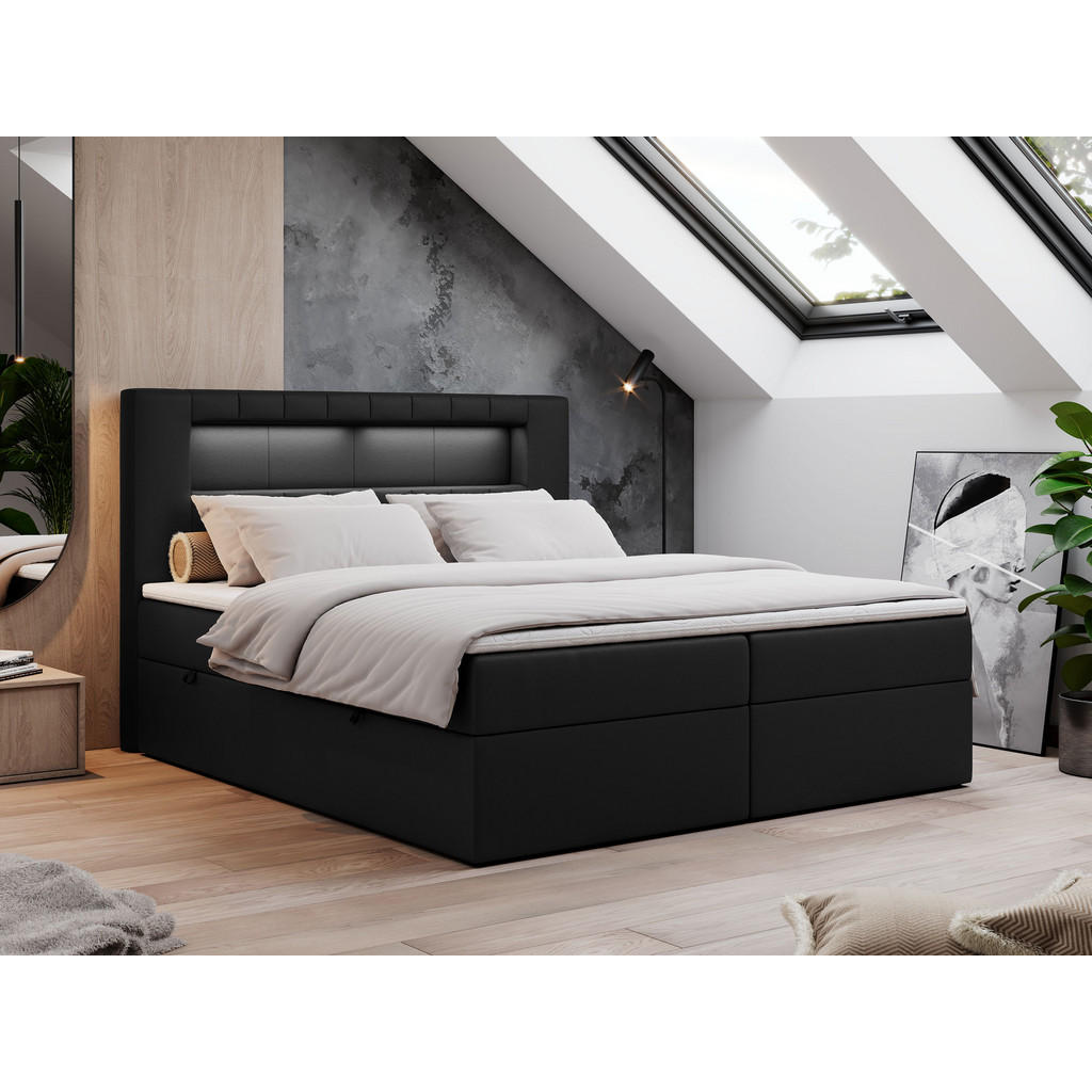 Thumbnail - MKS Boxbett, Schwarz, Textil, 2-Sitzer, H4, Rechteckig, 200x200 cm, Schlafzimmer, Betten, Boxspringbetten