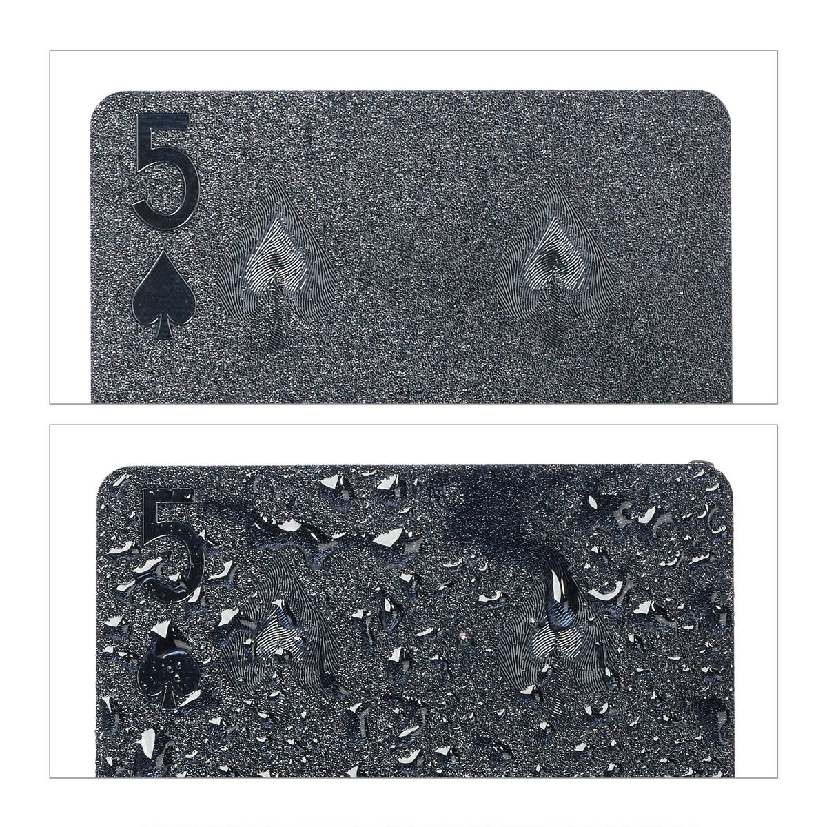 POKERKARTEN - Schwarz, Kunststoff/Metall (6/2cm) - Relaxdays