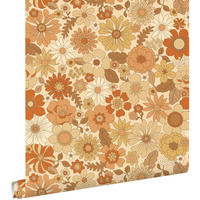 TAPETE Retro Blumen 53 cm x 10.05 m - Orange, Papier (53/1000cm) - ESTAhome