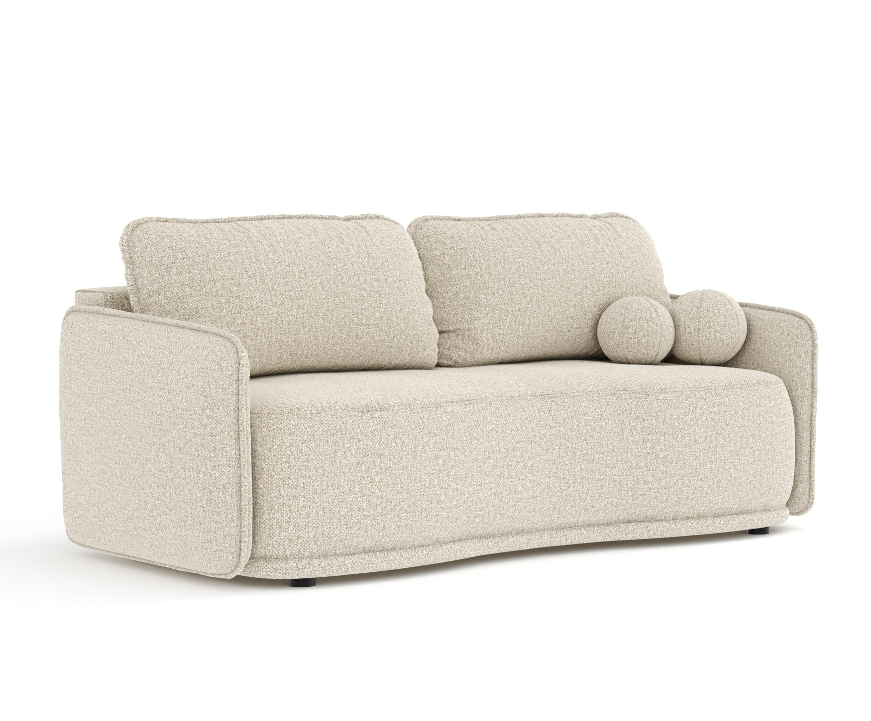SCHLAFSOFA Mitsis Beige Plüschstoff - Beige/Schwarz, Holz/Holzwerkstoff (231/93/106cm) - Maison de Reve
