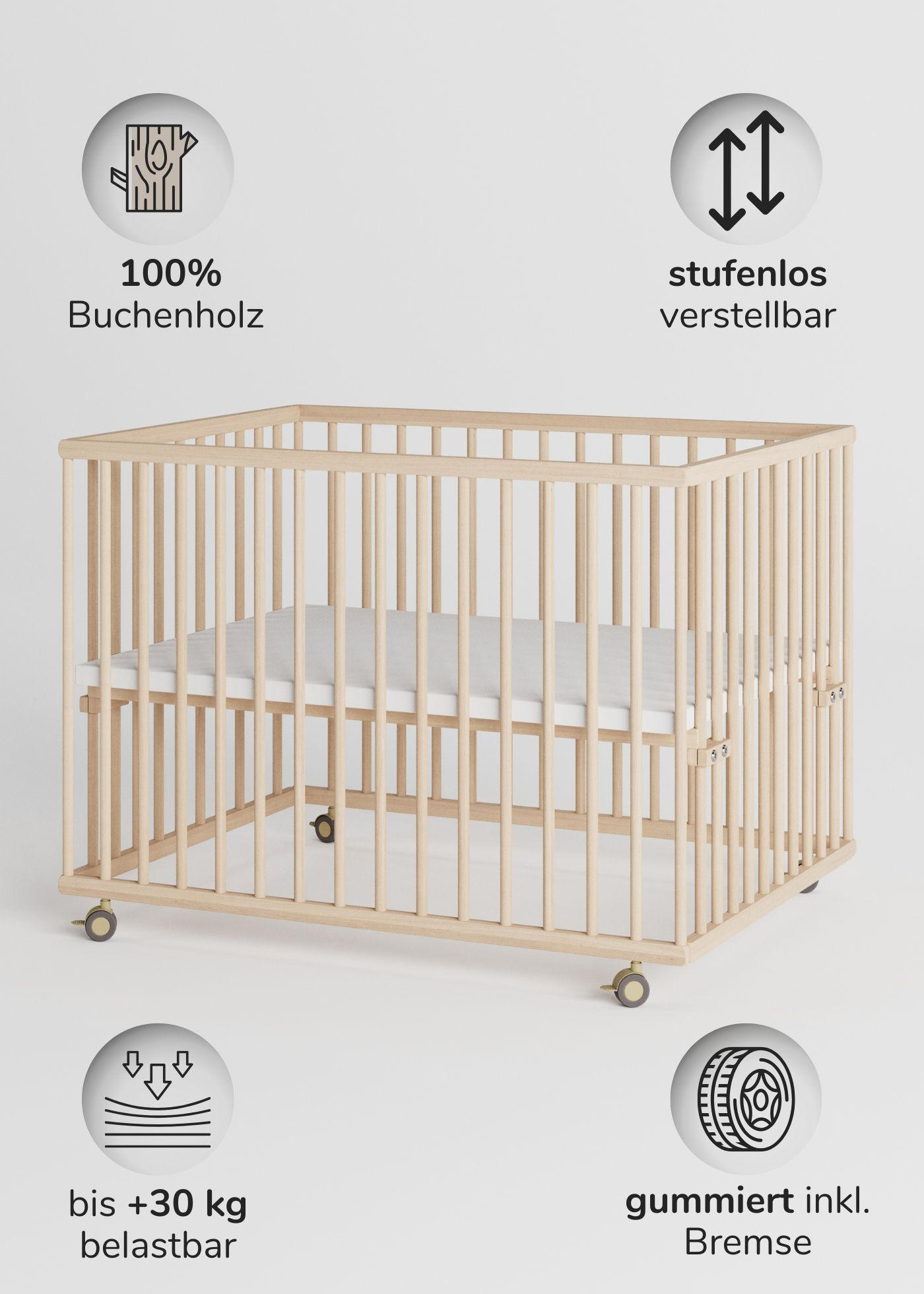 LAUFGITTER 75x100 cm - natur - Premium Kollektion - Naturfarben, Holz (100/74/75cm) - Sämann – make a difference.