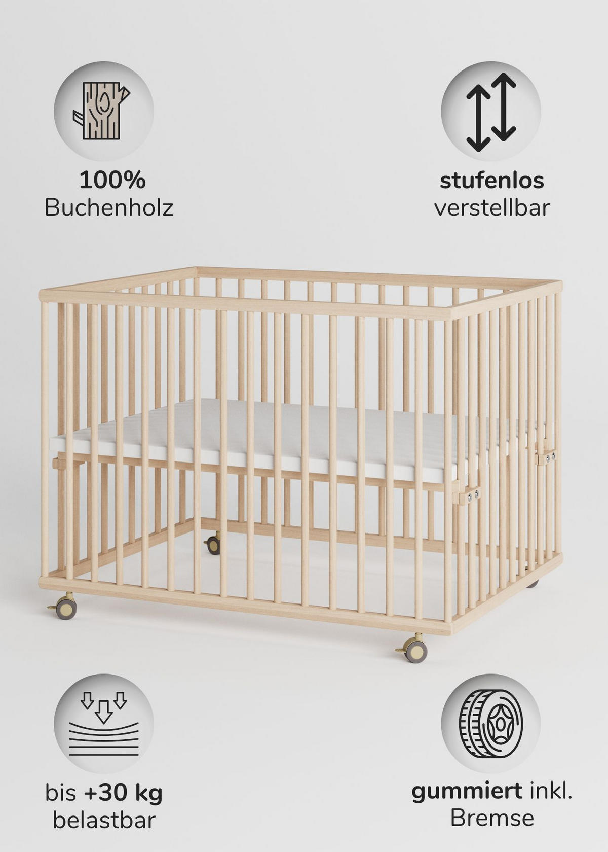 LAUFGITTER 75x100 cm mit Schlupfsprossen - natur - Premium Kollektion - Naturfarben, Holz (100/74/75cm) - Sämann – make a difference.