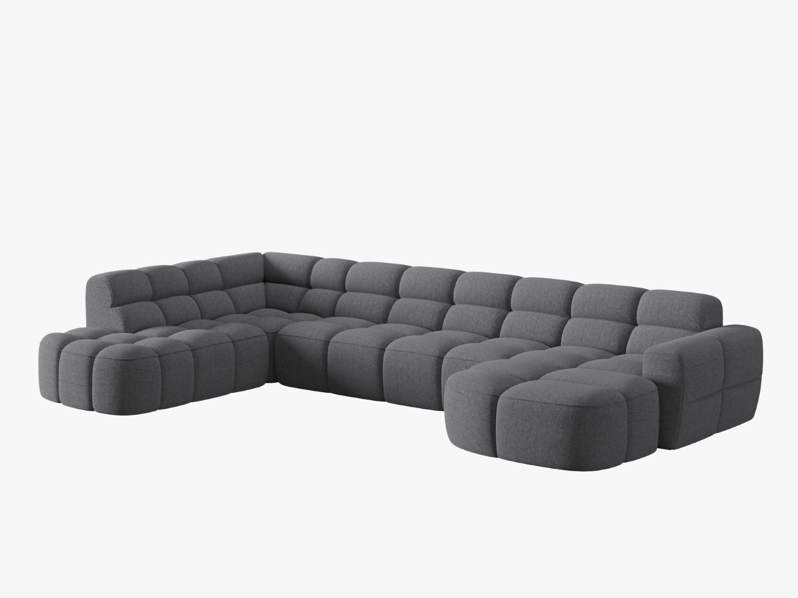PANORAMASOFA links Lisa aus strukturiertem Stoff grau 7 Sitzplätze - Grau, Textil (234/77/387cm) - Micadoni