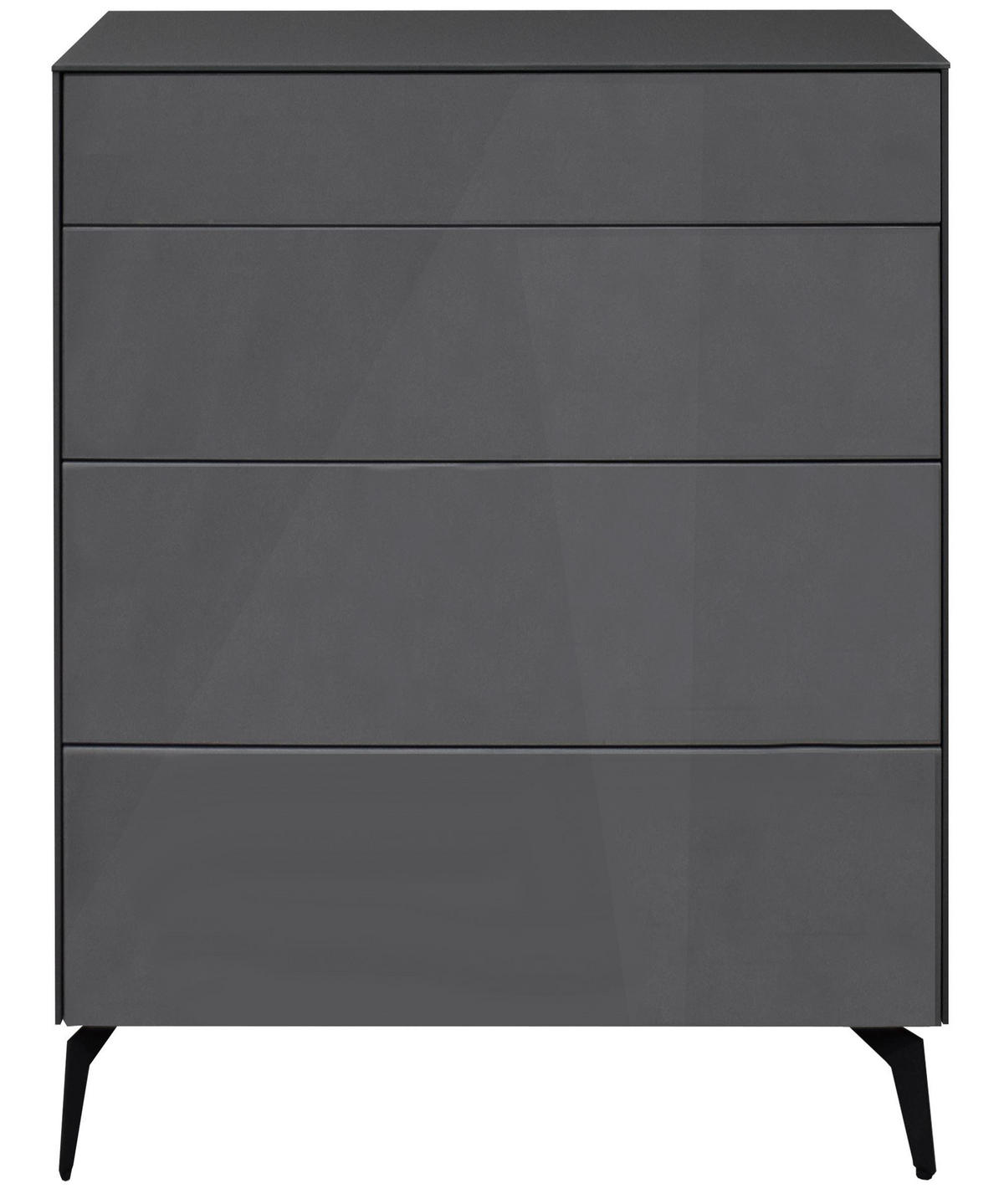 KOMMODE Elfi 82x42x104 Hochglanz Anthrazit/Glas Anthrazit - Anthrazit, Holzwerkstoff (82/104/42cm) - 58aufmkessel
