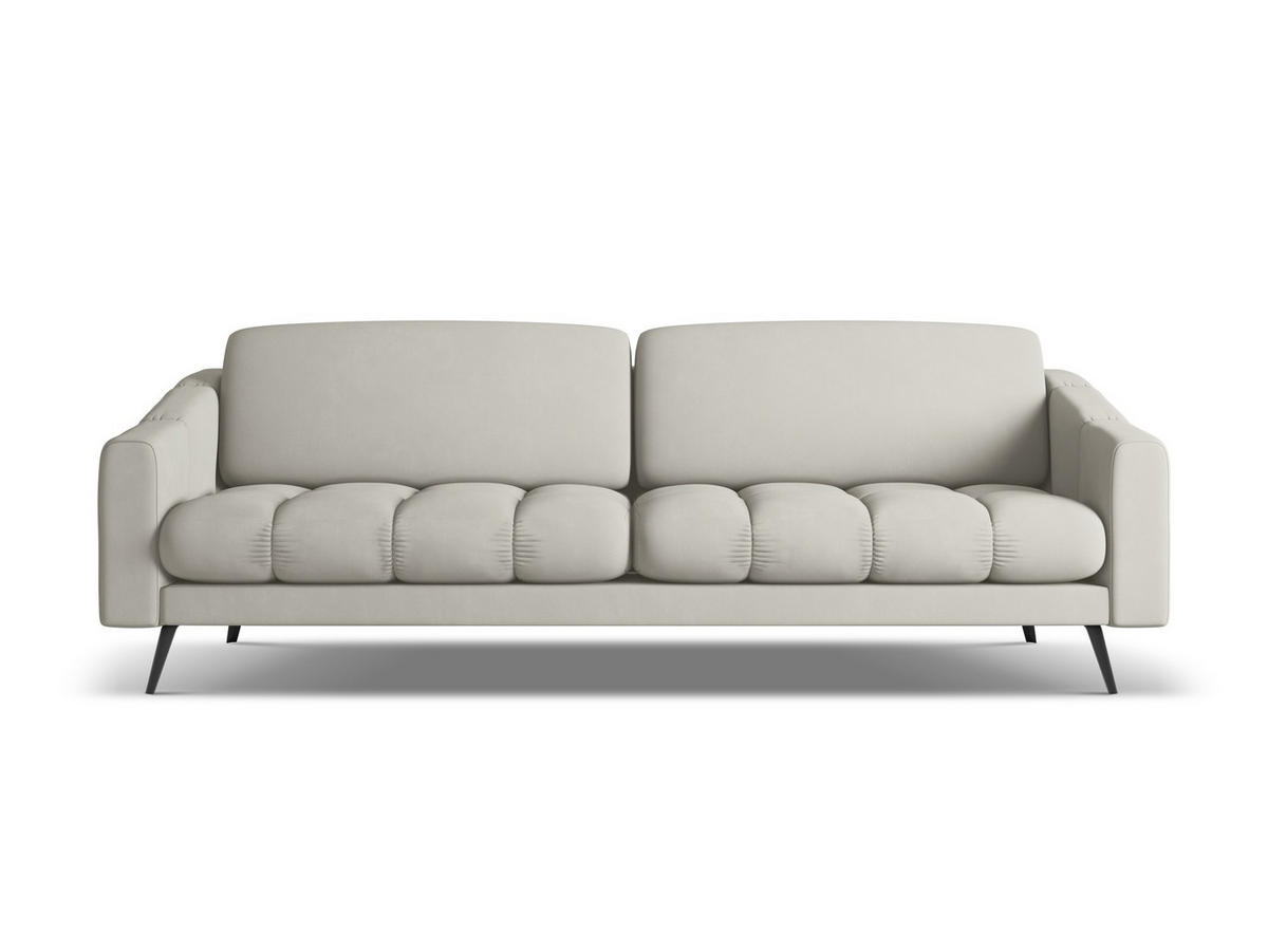 4-SITZER-SOFA Chenille Stoff Beige - Beige/Schwarz, Textil/Metall (238/80/95cm) - Makamii