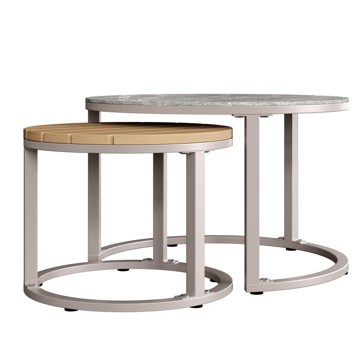 LOUNGESET 6-7 Personen Beige Eck Mit Verstellbaren Füßen - Beige, Metall - FLIEKS