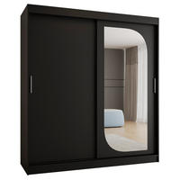 SCHWEBETÜRENSCHRANK 200/180/62 2-türig - Silberfarben/Schwarz, Holz (180/200/62cm) - MÖBEL KRYSPOL